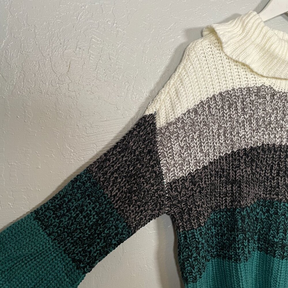 Lane Bryant Women Plus Size 18/ 20 White Gray Green Stripe Sweater Turtleneck - Picture 4 of 9